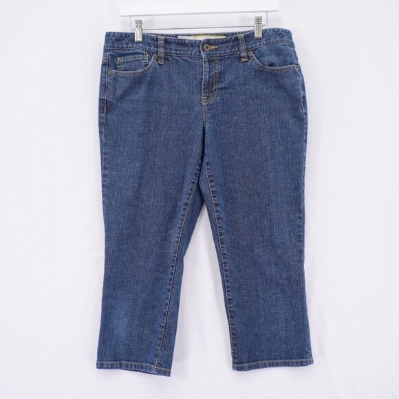 Ann Taylor Loft‎ Slim Cropped Blue Denim Capri Mid Rise Jeans -10- 34 / 21 - Picture 1 of 7